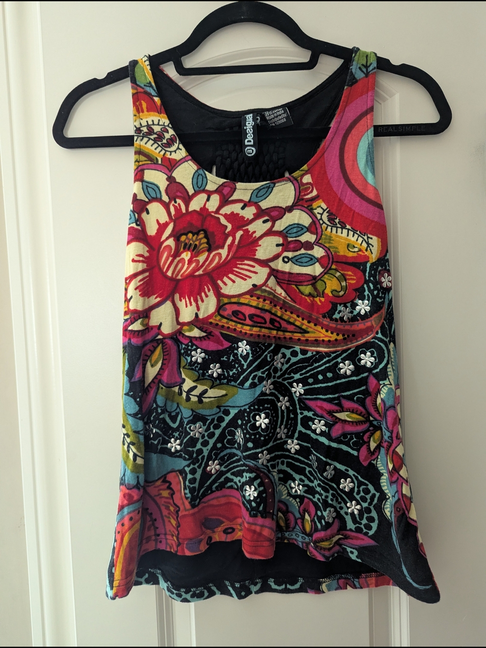 Desigual Multicolor Floral & Paisley Scoop Neck Tank